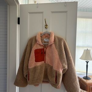 Women's Teddy Jacket with Pink and Tan Accents